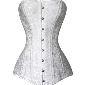 Fashion Steel Boned Jacquard Weave Overbust Corset ( Long Corset Length 18")